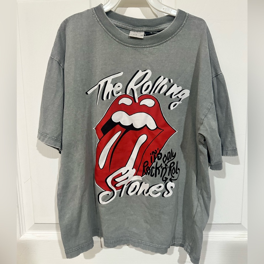 Zara Gray Rolling Stones Graphic Tee